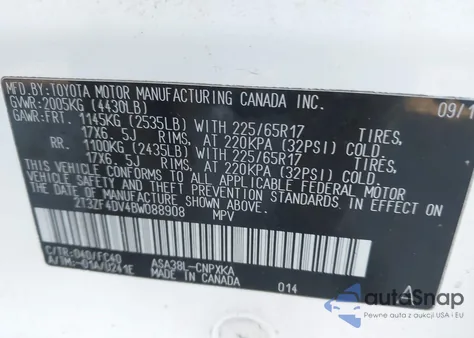 2011 Toyota Rav4 из США, поврежденный, VIN 2T3ZF4DV4BW088908